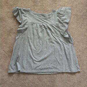 LOFT Women’s Light Grey T-Shirt Flutter Sleeves